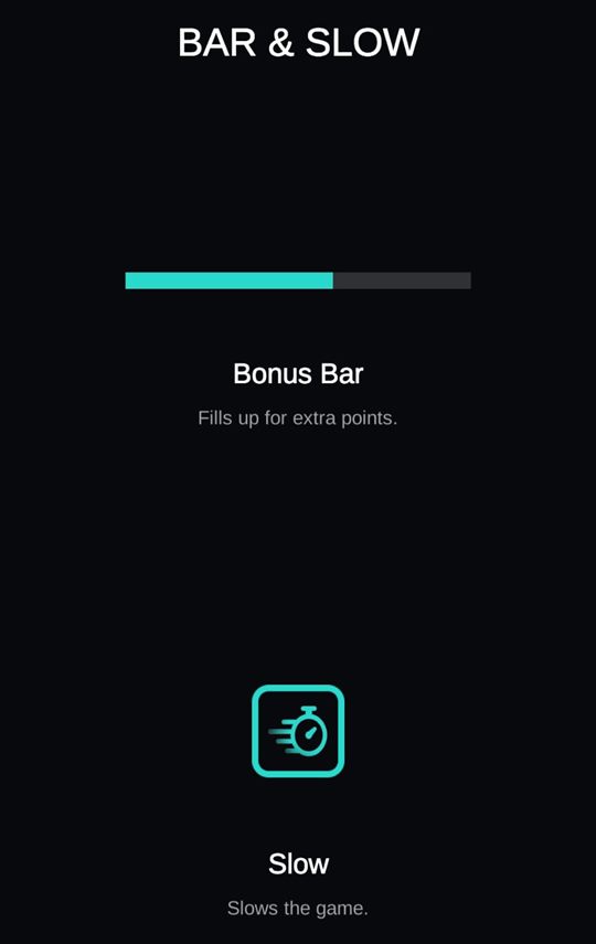The bonus bar and the slow-motion power-up